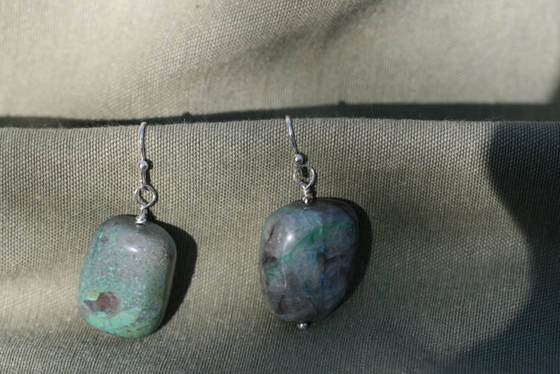 Ajoite and Papagoite Earrings 5405